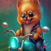 Cool Puppy Riding A Motorcycle Diamond Painting