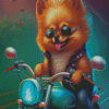 Cool Puppy Riding A Motorcycle Diamond Paintings