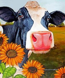 Sunflower Cow Diamond Painting