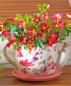 Teapot With Flowers Diamond Painting