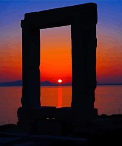 Naxos Sunset Portara Silhouette Diamond Painting