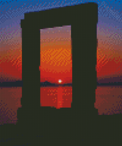 Naxos Sunset Portara Silhouette Diamond Paintings