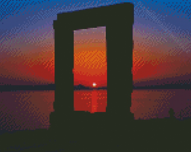 Naxos Sunset Portara Silhouette Diamond Paintings