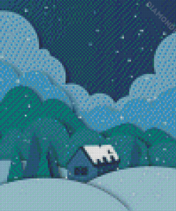Night Snowfall Illustration Diamond Paintings