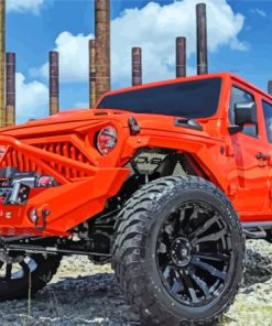 Orange Jeep Diamond Painting