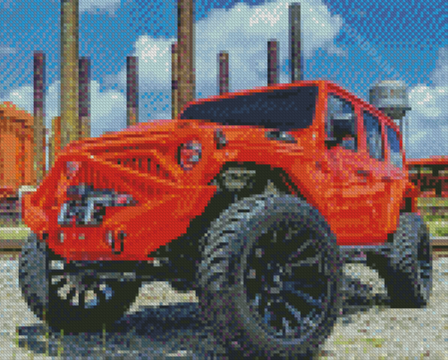 Orange Jeep Diamond Paintings