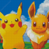 Pikachu And Eevee Pokemon Go Game Diamond Paintings