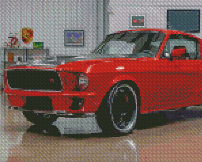 Red Fastback Mustang Diamond Paintings