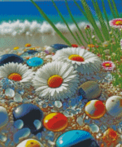 Tropical Stones And Flowers Diamond Paintings