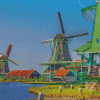 Volendam Windmills Diamond Paintings