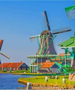 Volendam Windmills Diamond Painting