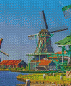 Volendam Windmills Diamond Paintings