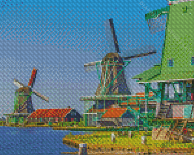 Volendam Windmills Diamond Paintings