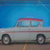 White Red Ford Anglia Car Diamond Paintings