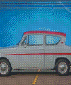 White Red Ford Anglia Car Diamond Paintings