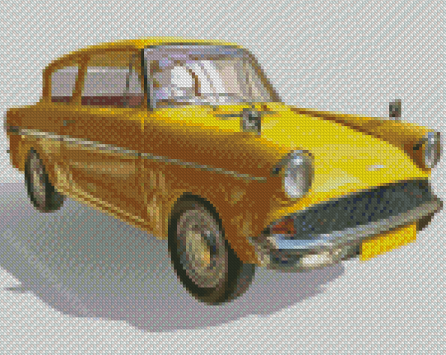 Yellow Ford Anglia Car Diamond Paintings