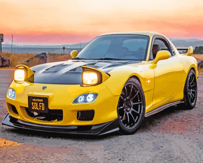 Yellow Mazda RX 7 Diamond Painting