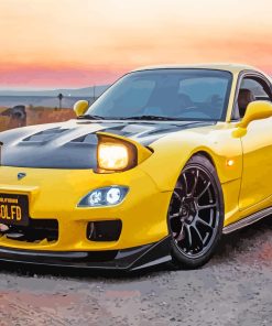 Yellow Mazda RX 7 Diamond Painting