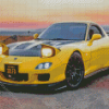 Yellow Mazda RX 7 Diamond Paintings