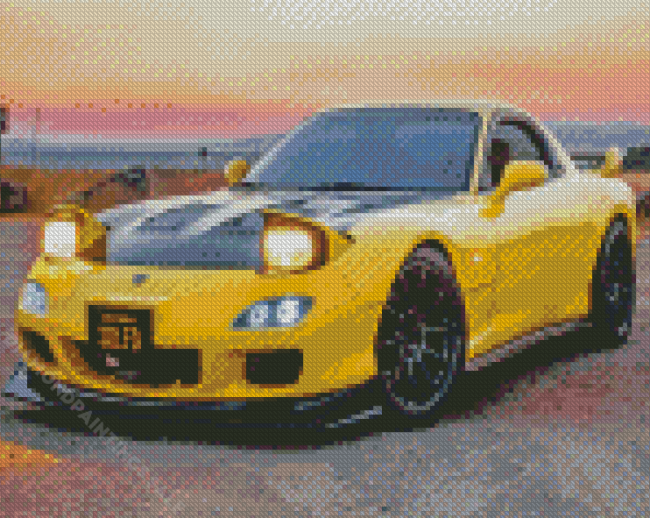 Yellow Mazda RX 7 Diamond Paintings