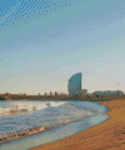 Barcelona Beach Waves Diamond Paintings
