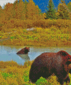 Bear In Water Alaska Diamond Paintings