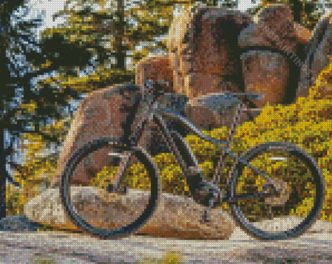 Bike In Mountain Diamond Paintings