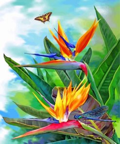 Bird Of Paradise And Butterfly Diamond Painting