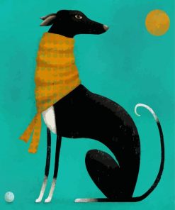 Black Greyhound In Scarf Diamond Painting