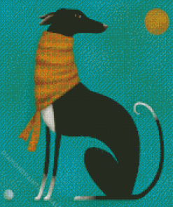 Black Greyhound In Scarf Diamond Paintings