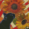 Black Cat And Sunflowers Diamond Paintings