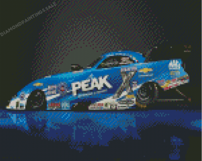 Blue Funny Car Drag Racing Diamond Paintings