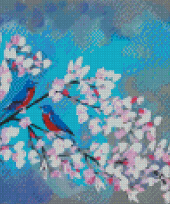 Blue Birds And Blossom Art Diamond Paintings