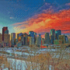 Pink Calgary Sunset Diamond Paintings