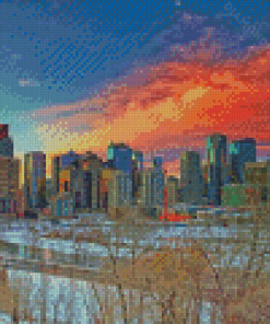 Pink Calgary Sunset Diamond Paintings