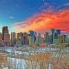 Pink Calgary Sunset Diamond Painting