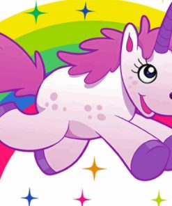 Cartoon Unicorn And Rainbow Diamond Painting