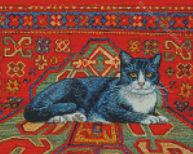 Cat And Persian Rug Diamond Paintings