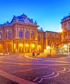 Catania Sicily Buildings At Night Diamond Painting