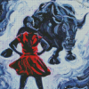 Charging Bull And Girl Diamond Paintings