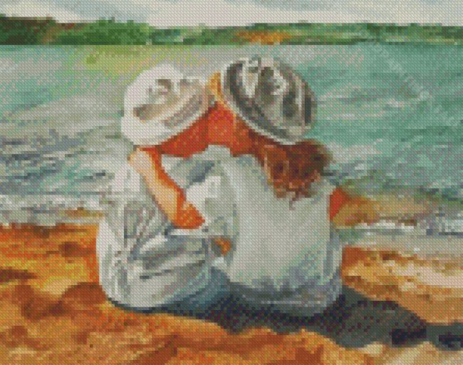 Children At The Seaside Art Diamond Paintings