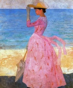 Classy Woman Wearing Pink Dress Diamond Painting