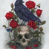 Crow And Skull With Red Roses Diamond Painting
