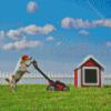 Dog Mowing Grass Diamond Paintings