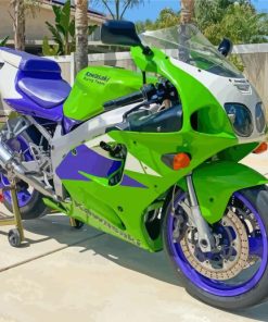 Green And Blue Kawasaki Ninja ZX 7R Diamond Painting