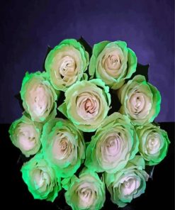 Green And White Flowers Diamond Painting