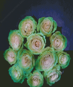 Green And White Flowers Diamond Paintings