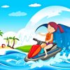 Jet Ski Illustration Diamond Painting