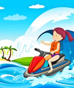 Jet Ski Illustration Diamond Painting