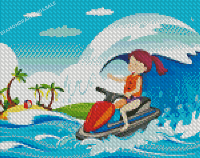 Jet Ski Illustration Diamond Paintings